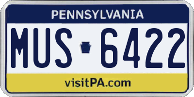 PA license plate MUS6422