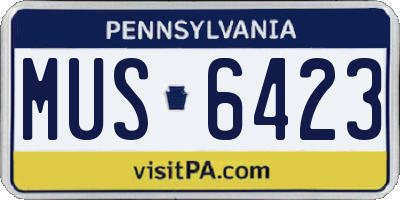 PA license plate MUS6423