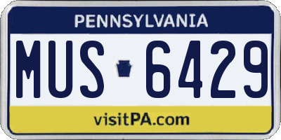 PA license plate MUS6429