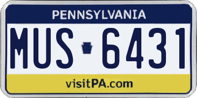PA license plate MUS6431
