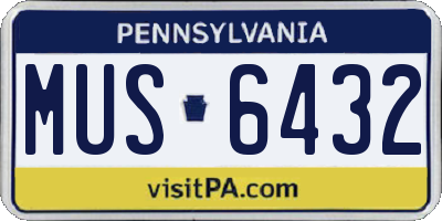 PA license plate MUS6432