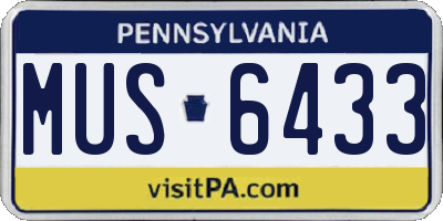 PA license plate MUS6433