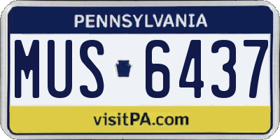 PA license plate MUS6437