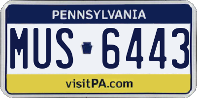 PA license plate MUS6443