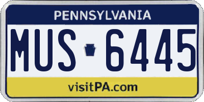 PA license plate MUS6445