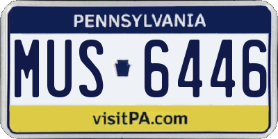 PA license plate MUS6446
