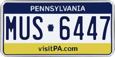 PA license plate MUS6447