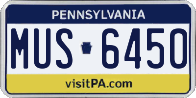 PA license plate MUS6450