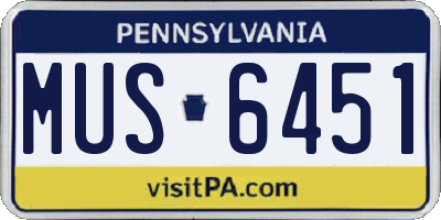 PA license plate MUS6451
