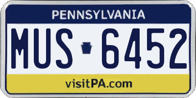 PA license plate MUS6452
