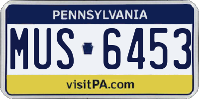 PA license plate MUS6453