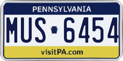 PA license plate MUS6454
