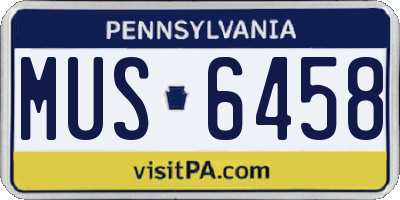 PA license plate MUS6458
