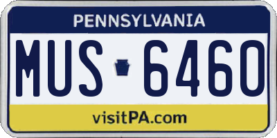 PA license plate MUS6460