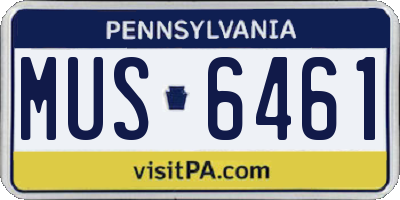 PA license plate MUS6461