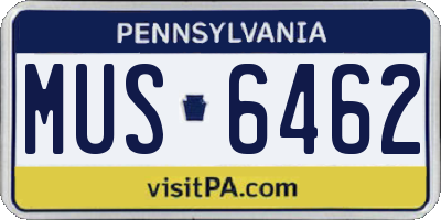 PA license plate MUS6462