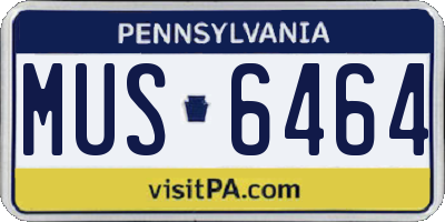 PA license plate MUS6464