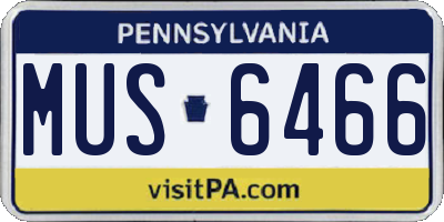 PA license plate MUS6466