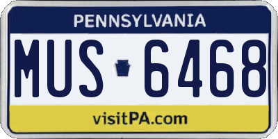 PA license plate MUS6468