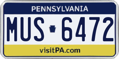 PA license plate MUS6472
