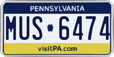 PA license plate MUS6474