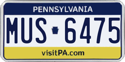 PA license plate MUS6475