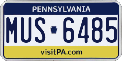 PA license plate MUS6485