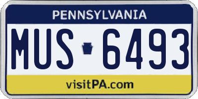 PA license plate MUS6493