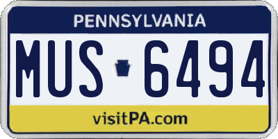 PA license plate MUS6494