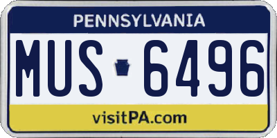 PA license plate MUS6496