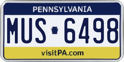 PA license plate MUS6498