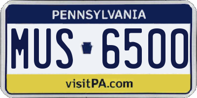 PA license plate MUS6500