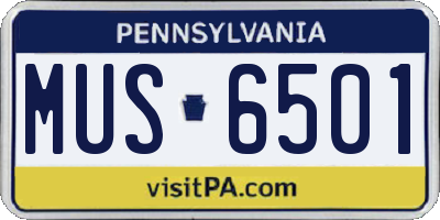 PA license plate MUS6501