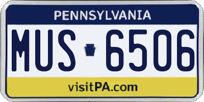PA license plate MUS6506