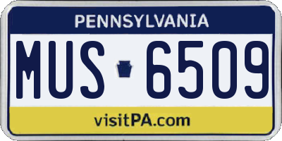 PA license plate MUS6509