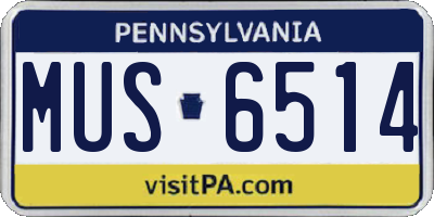 PA license plate MUS6514