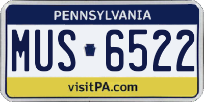 PA license plate MUS6522