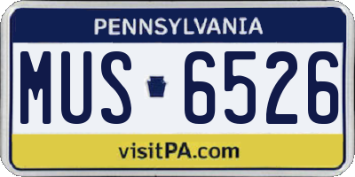 PA license plate MUS6526