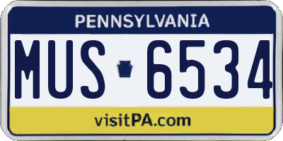 PA license plate MUS6534