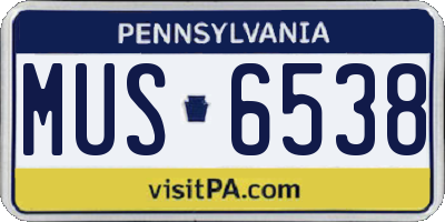 PA license plate MUS6538