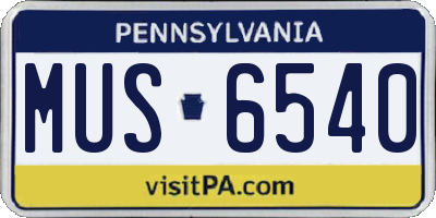 PA license plate MUS6540