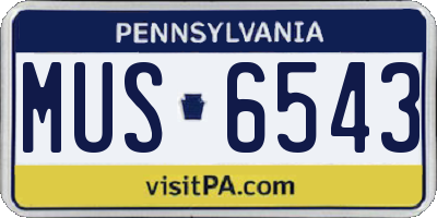 PA license plate MUS6543