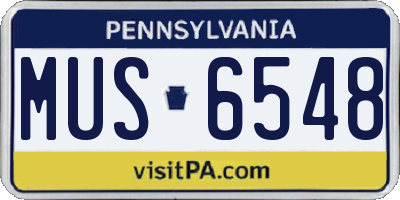 PA license plate MUS6548