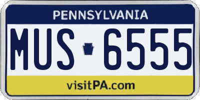 PA license plate MUS6555