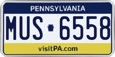 PA license plate MUS6558