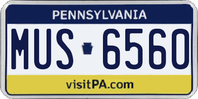PA license plate MUS6560