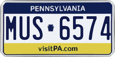 PA license plate MUS6574