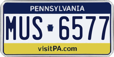 PA license plate MUS6577