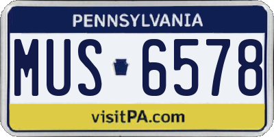 PA license plate MUS6578