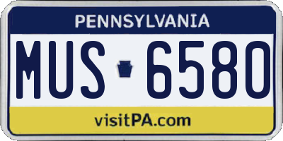 PA license plate MUS6580